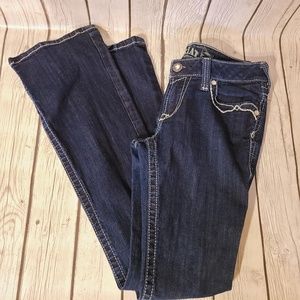 Womens Ariat Denim Blue Jeans Ruby Line Rhinestones Size 27 Regular